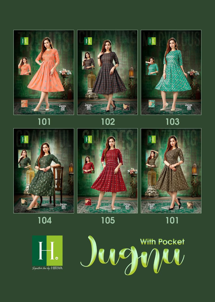 Hirwa Jugnu Latest Designer Ethnic Wear Heavy Foil Print Anarkali Kurti Collection